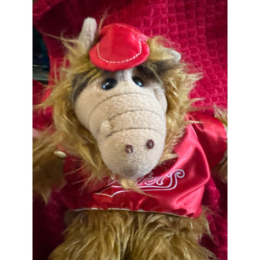 Vintage ALF Plush Puppet Doll Red Orbiters Baseball Jacket and Hat 80s Sitcom